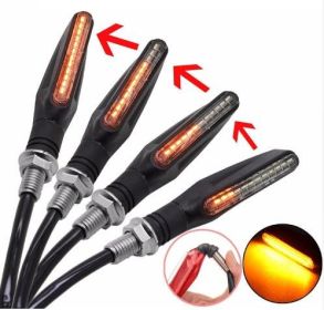 Newest 4x Universal flowing water flickering led motorcycle turn signals Indicators Flexible Blinkers Foldable Amber light lamp (Option: 1 pcs)