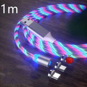 Magnetic Charging Cable Streamer Fast Charging Cable Lighting Micro USB Cable LED Magnet Charger Type-C Cable (Color: Colorful)