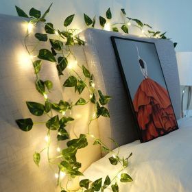 Rattan Lighting Chain Outdoor Courtyard Ornamental Festoon Lamp (Option: Greenleaf-Ordinary Style)