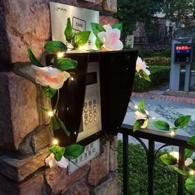 Rattan Lighting Chain Outdoor Courtyard Ornamental Festoon Lamp (Option: Light Pink Rose-Ordinary Style)